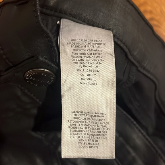 Current/Elliot Woman’s Black The Stiletto Black Coated Jeans Size 24 - Picture 7 of 7